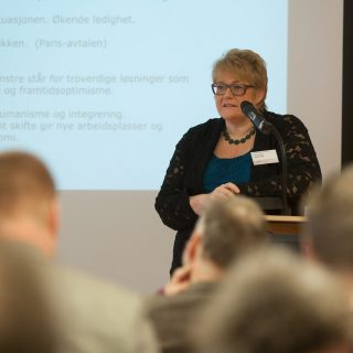 Trine Skei Grande taler til årsmøtet om hovedsaker i norsk politikk.