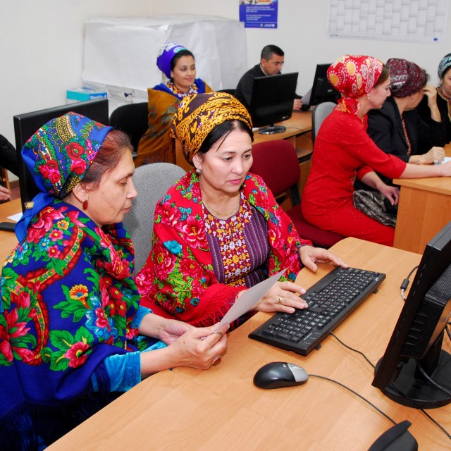 Statisticians entering data into the database for further processing and analysis. Photo: World Bank