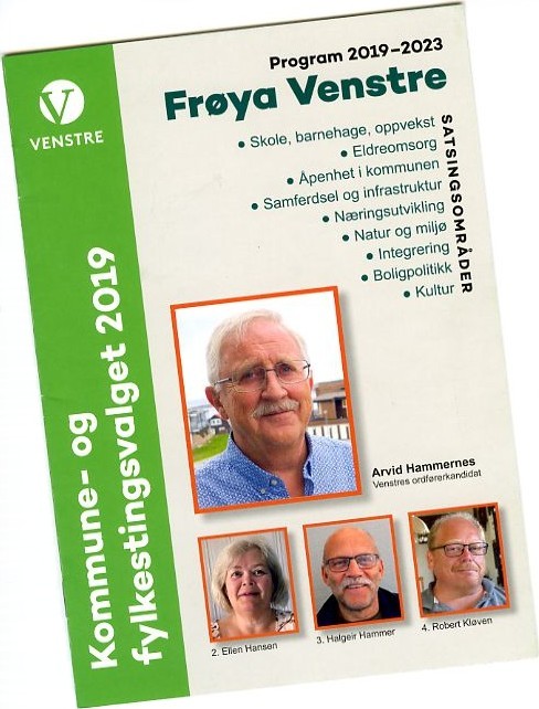 Forsida av Frøya Venstres program 2019