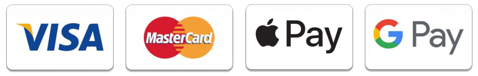 Visa, MasterCard, Apple Pay og Google Pay