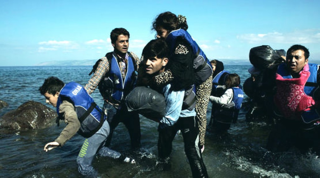 Asylsøkere fra Syria ankommer kysten av øya Lesbos