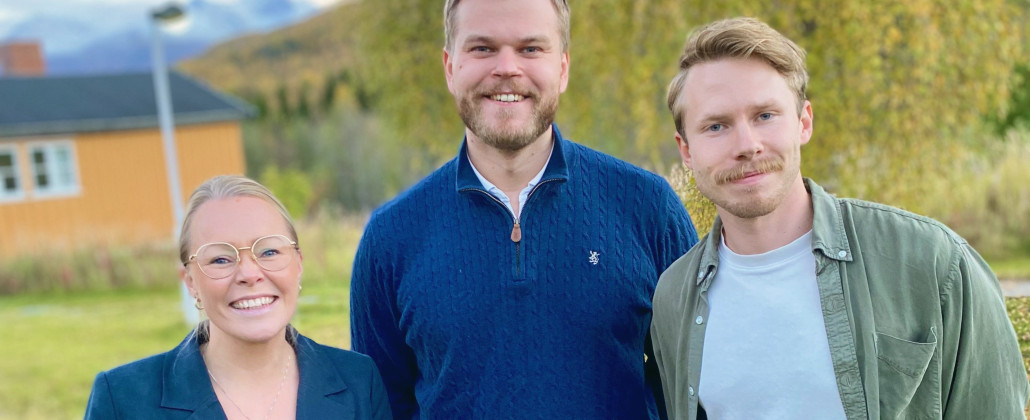 Venstres topp-tre i Troms: Ida Kristine Jakobsen (t.v), Even Aronsen (midten) og Mads Fagerborg Kvien (til høyre)