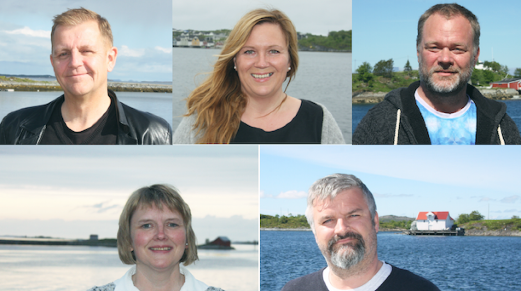 Toppkandidatene i Brønnøy: Torstein Moe, Ann Kristin Lorentsen, Dan Remi Mørk, Liv-Astrid Bang og Per Martin Orvik.