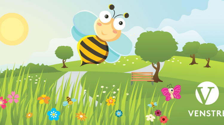 Ta vare på naturen - bildegrafikk av bie i fargerik natur