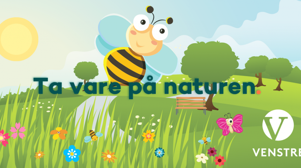 Ta vare på naturen - bildegrafikk av bie i fargerik natur