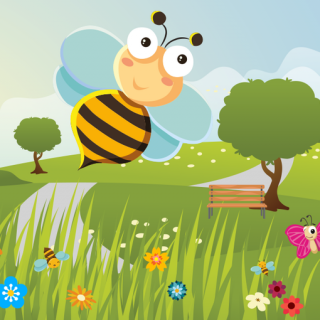 Ta vare på naturen - bildegrafikk av bie i fargerik natur