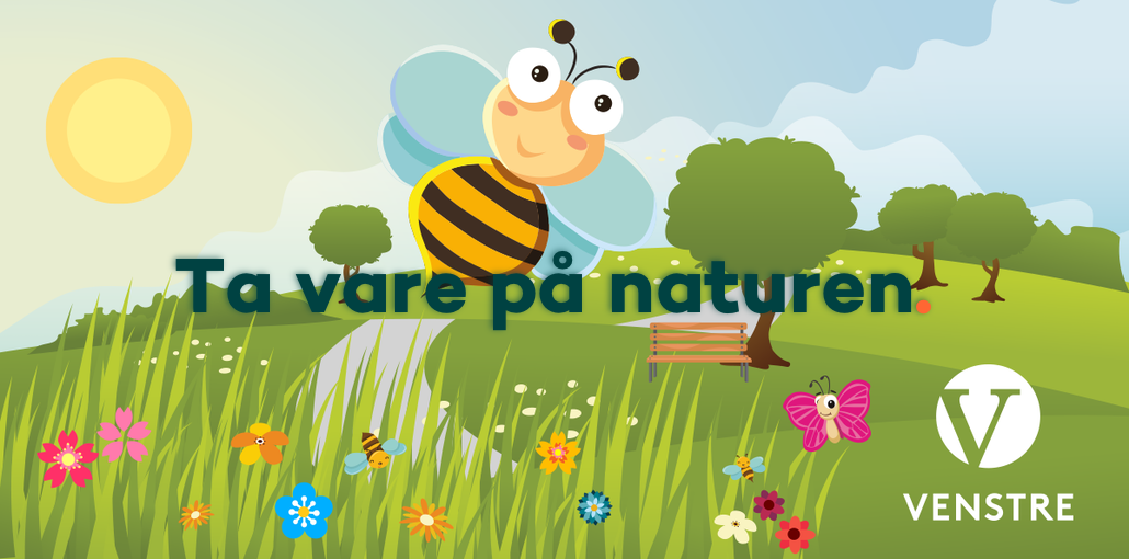 Ta vare på naturen - bildegrafikk av bie i fargerik natur