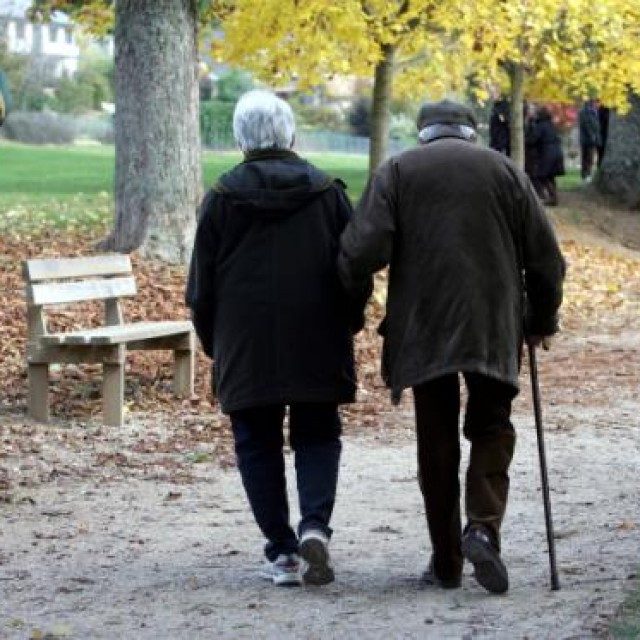 ©PHOTOPQR/LA DEPECHE DU MIDI/JEAN LOUIS PRADELS. RODEZ LE 30/10/2007. PROMENADE D'AUTOMNE. DEUX PERSONNES AGEES VIEILLESSE TROISIEME AGE.