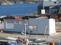  Første del av det nye bgget som skal inneholde Risør Fiskemottak As er satt opp