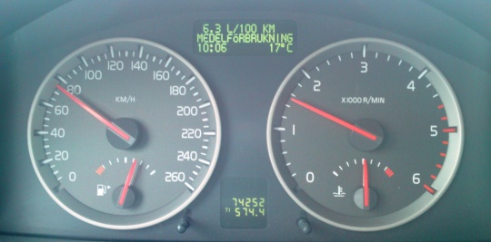 Dashbord, bil, speedometer