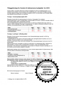 Venstre budsjett 2010