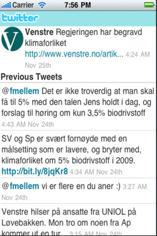 Twitter på iphone