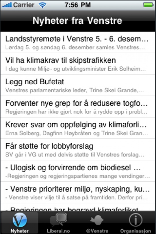 iphone nyheter fra Venstre