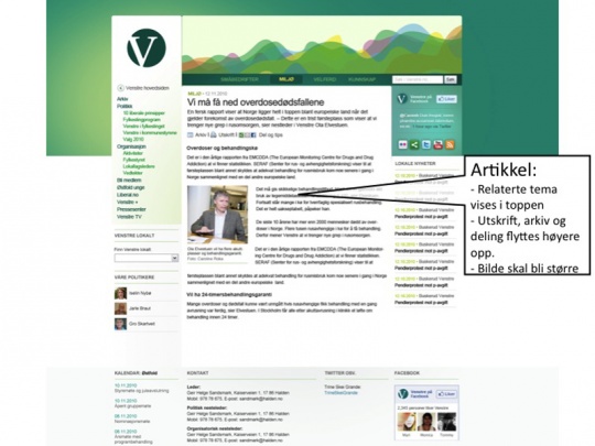 Nye nettsider for Venstre (hovedside / artikkel)