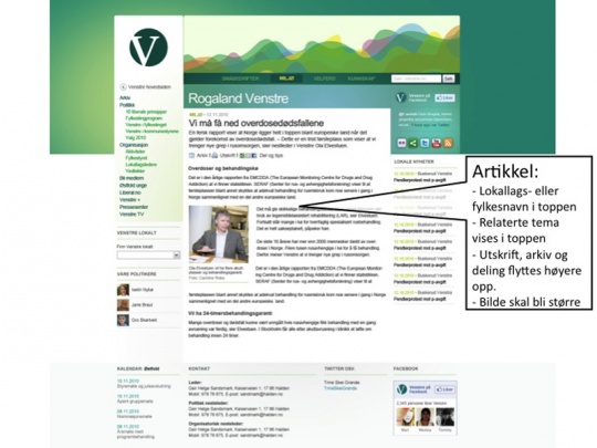 Nye nettsider for Venstre (fylke / kommune / artikkel)