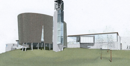  Venstre mener kirkesalen og tårnet i forgrunnen kan utsettes