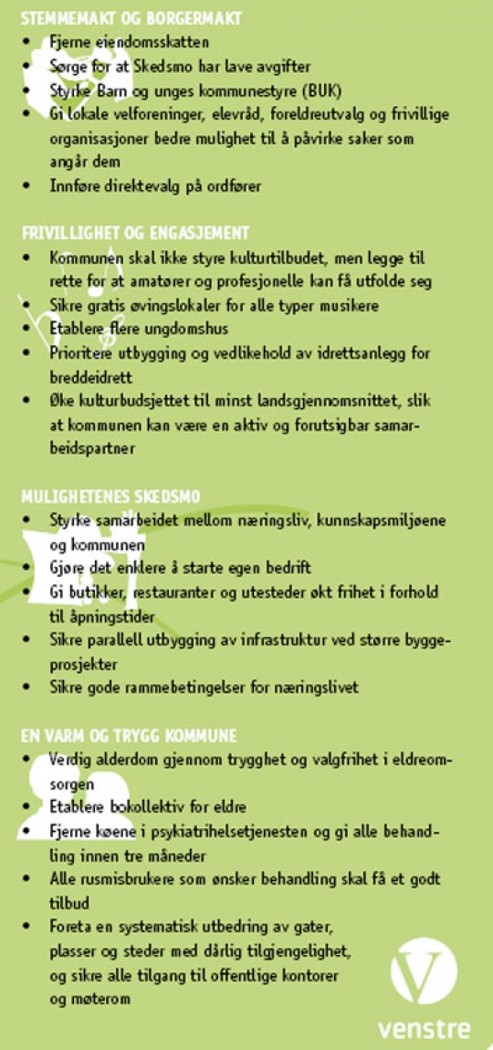 Brosjyre Skedsmo Venstre Stemmemakt og borgermakt innsiden