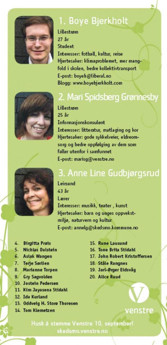 Kandidatpresentasjon Skedsmo Venstre