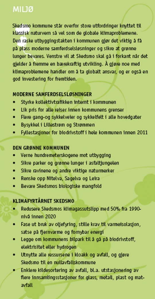 Brosjyre Skedsmo Venstre Miljø innsiden