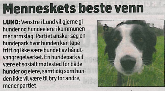 faksimilie: Oppslag DT 17.08.2011 - Hundepark