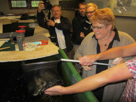 Trine Skei Grande på Hellefoss Fiskeanlegg