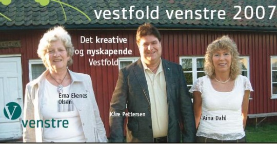 Forside Vestfold Venstre valgfolder