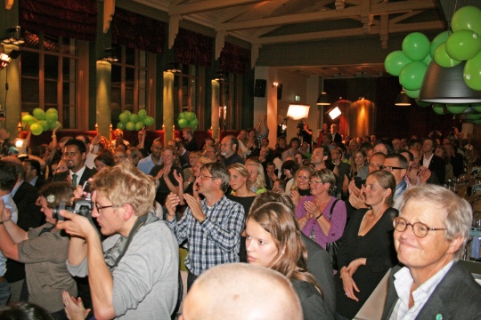  Det var god stemning på Venstres valgvake på Frokostkjelleren i Oslo.