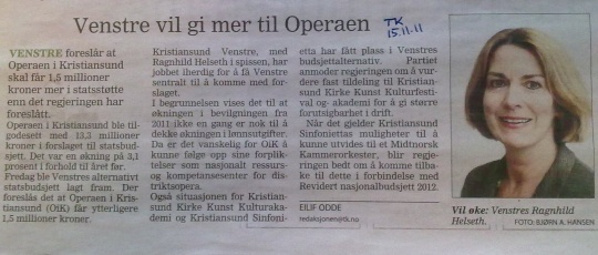 Opera, KKKKA, Venstre og statsbudsjett