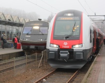 Nytt og gammelt togmateriell i Tønsberg
