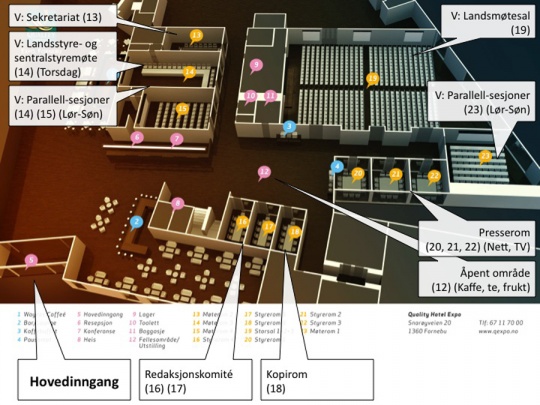 Romoversikt, LM 2012, Quality Hotel Expo. 