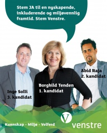  Borghild Tenden, Inge Solli og Abid Q. Raja toppet Akershus Venstres stortingsvalgliste i 2009. Nå er arbeidet med å få på plass en liste til valget 2013 godt i gang.