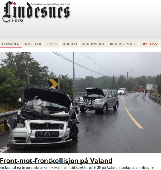 Trafikkulykke Valand juli 2012