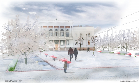 Skien Rådhusplass Vinter