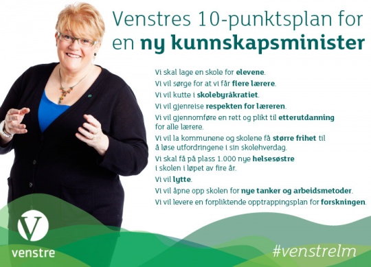 Venstres arbeidsplan for ny kunnskapsminister