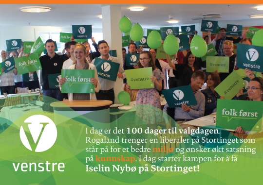 Rogaland Venstre, valgkamp-kickoff, Iselin Nybø, 100 dager