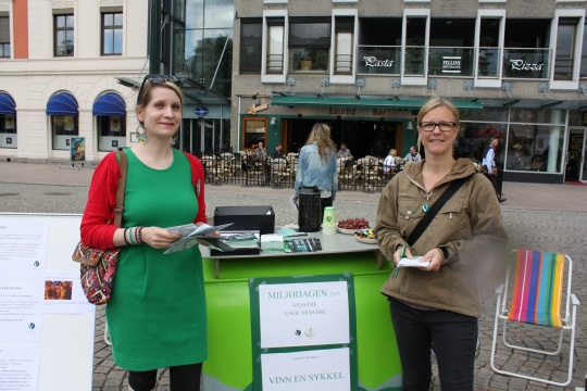 Ida M. Brown og Ulla Nordgaarden på stand, miljødagen 2013.