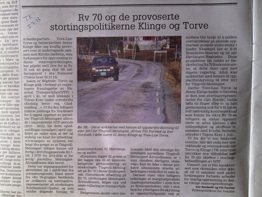 Rv 70. Leserbrev Pål og Iver