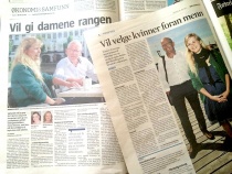 Oppslag om Venstres likestillingssatsing på Agder i Fædrelandsvennen og Agderposten lørdag 20. juli 