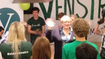 Trine Skei Grande under Unge Venstres valgvake under skolevalget 2013. 