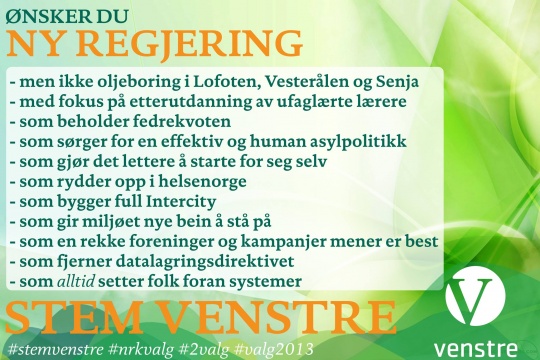 Stem Venstre-infograph ny regjering