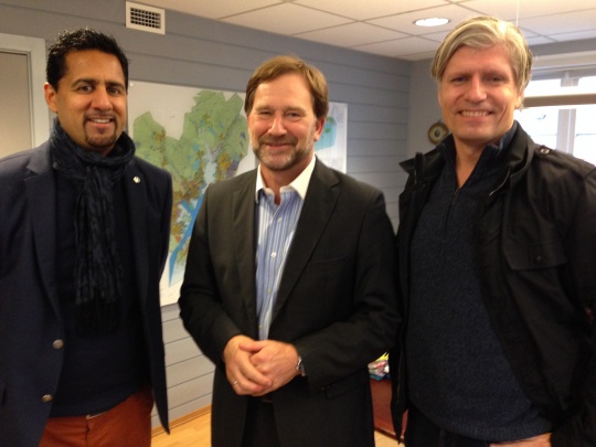 Abid Raja Ola Elvestuen besøk på havna i Kristiansand Havnedirektør Aglen