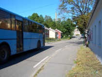 Blå buss på Slemmestad